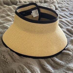 J. Crew Women's Straw Visor with Black Trim